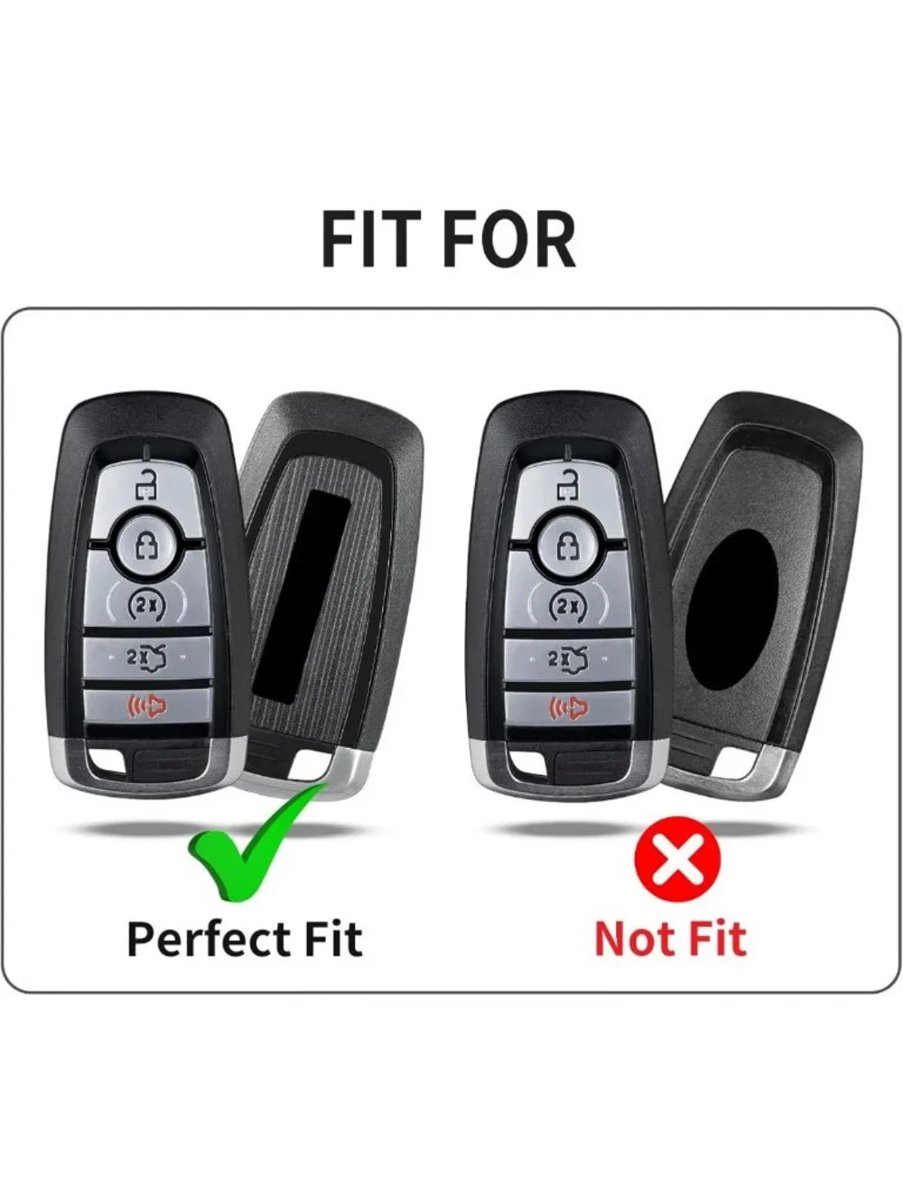Stylish Key Fob Cover for Ford Vehicles - Real Glass Fiber, Keychain Included